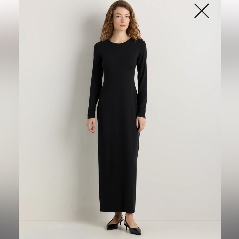 Quince Black Long-Sleeve knit maxi Dress- Large